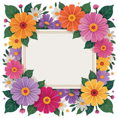 Fototapeta premium Flat Floral Happy Birthday Vector Design.