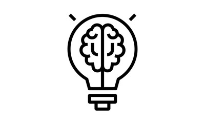 Creative brain lightbulb icon, idea thinking symbol, education, innovation and cognition, modern concept mind, smart creativity, symbol icon set, vector illustration, isolated, imagination.
