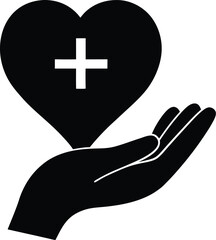 Obraz premium Heart in hand silhouette vector illustration