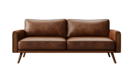 realistic sofa mockup, front view, isolated on transparent background