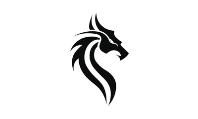 Fototapeta premium Logotype dragon logo, emblem on white background, fantasy creature graphic, mascot branding symbol, vector illustration, mythical beast icon, design element, png, print ready.