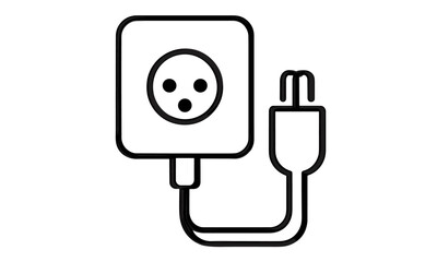 Unplugged electric socket with cable, error 404 plug disconnection concept, electricity power cord vector illustration, disconnect icon, outlet symbol, energy failure, cutout.