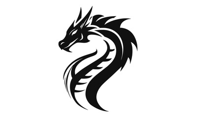 Dragon logo template, emblem design, logotype on white background, fire creature symbol, mythical animal, fantasy icon, branding identity, vector illustration, cutout, print use.