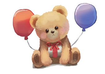 クマのぬいぐるみと風船