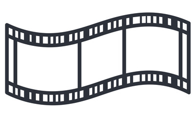 Film strip icon, tape frame, video roll, movie film reel, cinema element, vector illustration, photography border, editing tool, retro style, cutout, studio clip art.