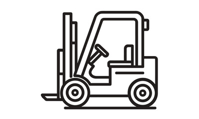 Black forklift vector illustration, industrial icon isolated on white, cargo transport, warehouse symbol, heavy machinery, loader equipment, logistics vehicle, forklift png.