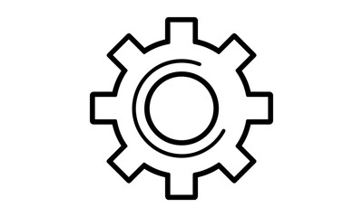 Vector illustration gear icon with cogwheel, isolated setting symbol, mechanical concept, app interface icon, tool symbol, wheel settings, system automation, cutout.