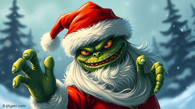 monster in santa claus hat.