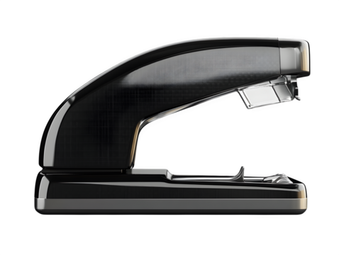 realistic stapler mockup, side view, isolated on transparent background