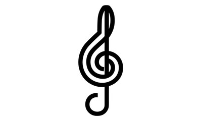 Fototapeta premium Music icon, vector illustration, audio sign, music key symbol, melody design, flat music icon, harmony symbol, clef note, entertainment element, isolated illustration, modern cutout.
