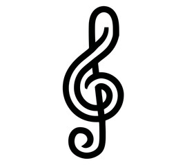 Music icon, musical note, sound wave, audio signal, clef symbol, melody element, minimalist symbol, vector illustration, white background, entertainment design, flat style, png.
