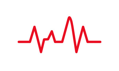 Heartbeat line icon, red cardiogram sign, heart monitor line, medical emergency symbol, health pulse chart, vector illustration, heart rate tracking, hospital care.
