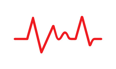 Red heartbeat line icon, heartbeat pulse, cardiogram vector, medical health care symbol, heart rhythm, heart rate graph, emergency heartbeat chart, vector illustration.
