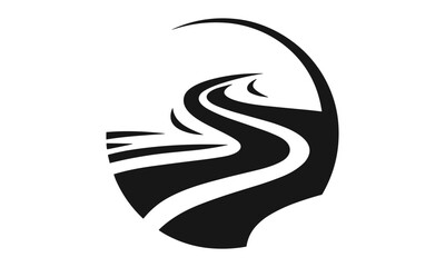 River Logo Template vector illustration, abstract nature symbol, flowing water icon, stream concept, eco-friendly branding, minimal emblem, wavy design, flat style, branding transparent background.