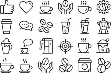 Coffee Shop Icons Line Art Graphics for Cafe Businesses