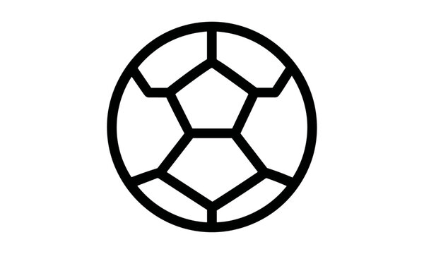 Soccer ball icon, football match symbol, vector illustration, game equipment, soccer emblem, goal concept icon, black ball isolated, football item, sports clipart, PNG.