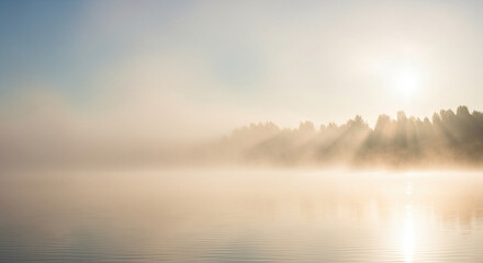 Fototapeta premium misty morning on the river