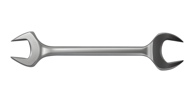realistic wrench mockup, side view, isolated on transparent background - Powered by Adobe