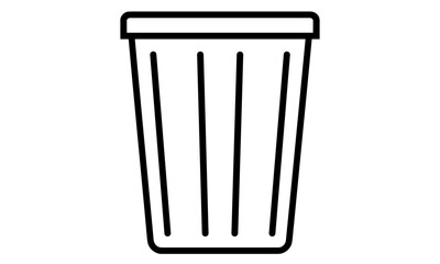Vector illustration of trash bin icon, garbage container cutout, trash can image, waste basket symbol, refuse bin PNG, cleaning icon, isolated sanitation concept, household waste disposal.