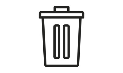 Trash bin icon, vector illustration, isolated waste can PNG, refuse container, recycle basket, garbage bin icon, household trash clipart, sanitation object, urban waste cleanup.