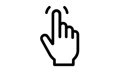 Hand cursor symbol, touch vector icon, black illustration for web design, mouse pointer, finger tap, gesture icon, user interface, vector illustration, ui elements, interaction, png.