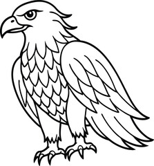 Fototapeta premium Vector cartoon illustration of a flying eagle with spread wings, a powerful symbol of wild nature against a white background