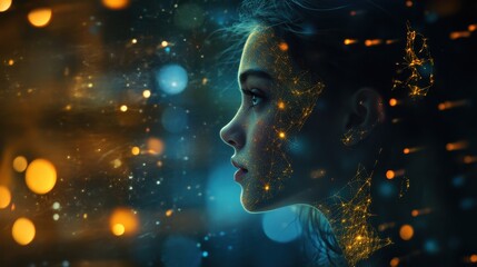 Vibrant Female Silhouette Art: Luminous Beauty & Glowing Fantasy