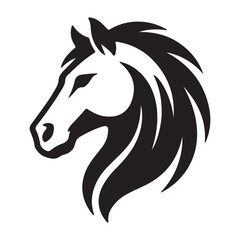 Majestic Horse Head Profile Elegant Black and White Equestrian Design
