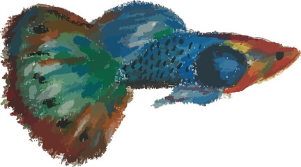 Ilustración colorida de un pez © Sofia