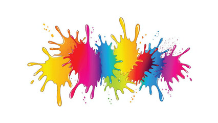 A vibrant, abstract, colorful splatter background with a white background. Multicolor splatter design. Colorful Paint Splashes. 