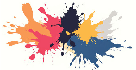 Colorful paint splashes on white background. Colorful, abstract splatter background. Splashes of paint in different colors. Illustration background. 