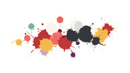 Colorful paint splashes on white background. Colorful, abstract splatter background. Splashes of paint in different colors. Illustration background. 