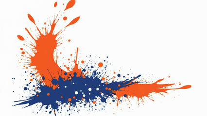 Orange and blue paint splash on white background. A vibrant vector illustration of abstract Orange and blue paint splashes. 