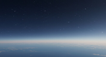 Naklejka premium Celestial Dreamscape: Pale Stars in a Soft Blue Horizon