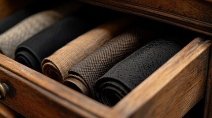 Luxury Rolled Socks in Wooden Drawer