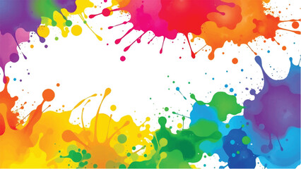 A vibrant, abstract, colorful splatter background with a white background. Multicolor splatter design. Colorful Paint Splashes. 