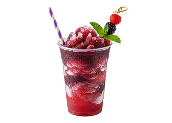 dark berries frozen drink with fresh berries and mint