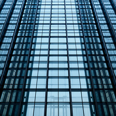 Obraz premium skyscraper grid pattern formed by the mullions of a large glass curtain wall on a Abstract