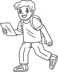 School Yard Boy Walking Towards School Isolated 