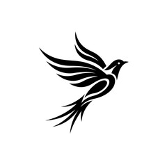 Obraz premium bird, flight, black, white, wings, design, art, illustration, pattern, symbol, icon, silhouette, animal, avian, drawing, graphic, tattoo, shape, simple, elegant, decorative, curve, fly, image, style