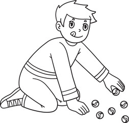 hool Yard Boy Playing Marbles Isolated Coloring 