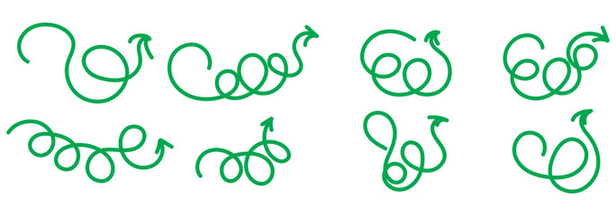 Hand drawn arrow set featuring curved, straight, dotted, and swirled arrows design, arrow vector for creative design, presentations, infographics, and decorative purposes