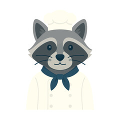 raccoon in chef clothes animal vector on white background vector animal in chef costume on white background