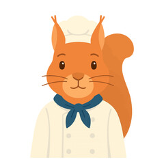 squirrel in chef clothes animal vector on white background vector animal in chef costume on white background