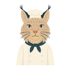 lynx in chef clothes animal vector on white background vector animal in chef costume on white background