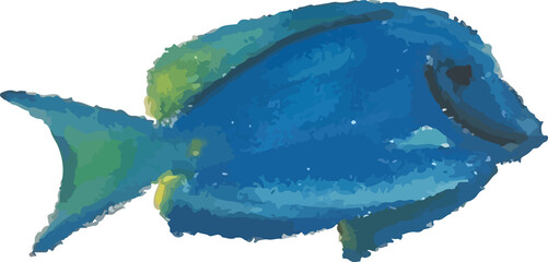 Ilustración digital de pez de colores. Estilo artístico simple y colorido, con apariencia hecha a mano. © Sofia