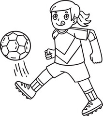 School Yard Girl Playing Soccer Isolated 