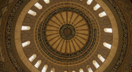 Naklejka premium Photorealistic view of the interior dome of a historic mosque in Cairo