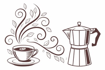 Obraz premium coffee club slogan print. with vintage hand drawn. Retro typography motivational coffee slogan print. coffee cup drawing for graphic tee t shirt or poster sticker - Vector