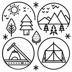 Simple Camp Icons Illustration